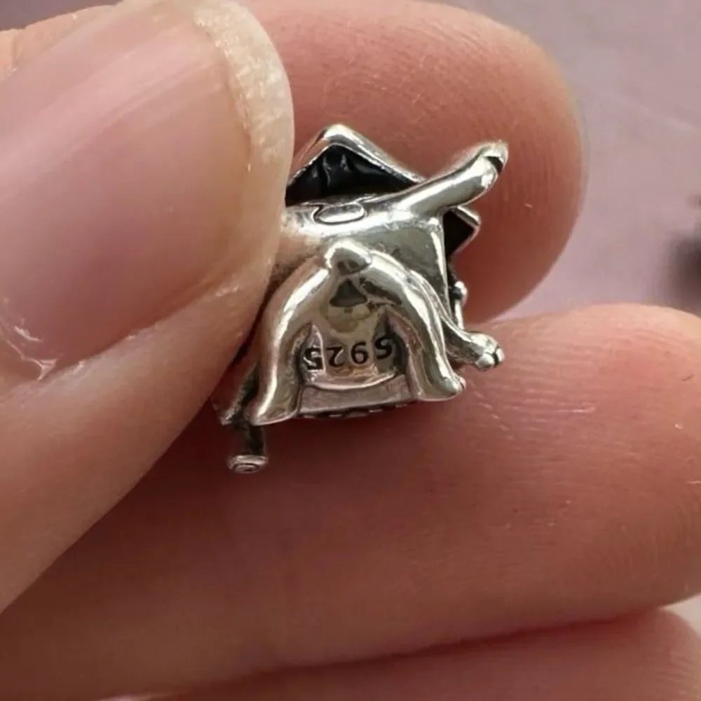 NWOT Stitch Graduation Silver Pandora FIT Charm